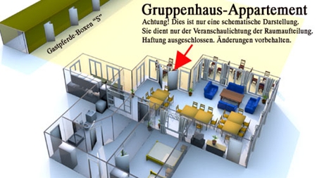 Grundriss des Gruppenhaus Appartement für Freundinnen in meiner Heidefarm